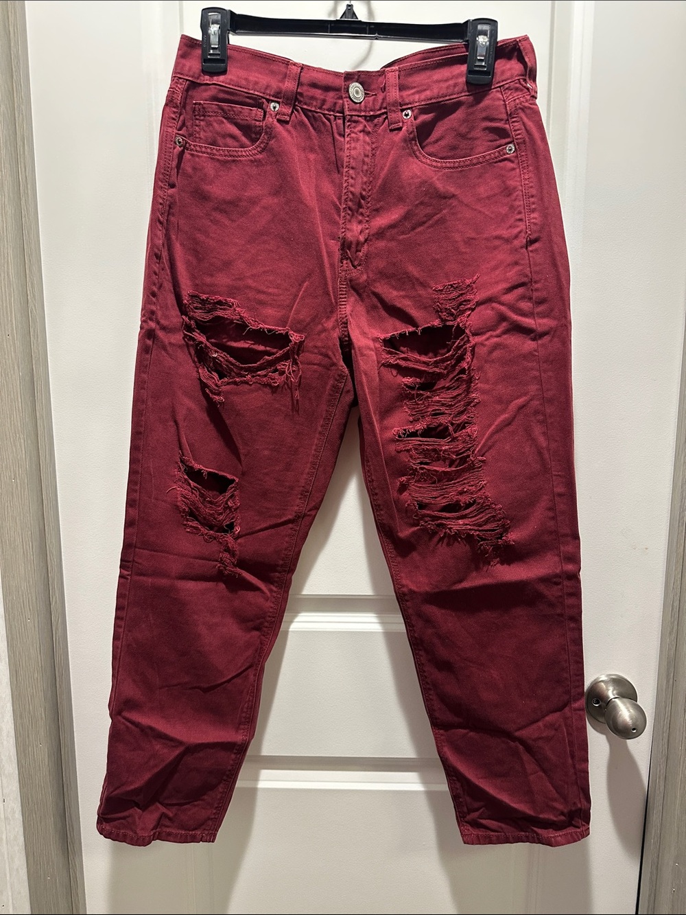 Women’s Distressed Red Jeans